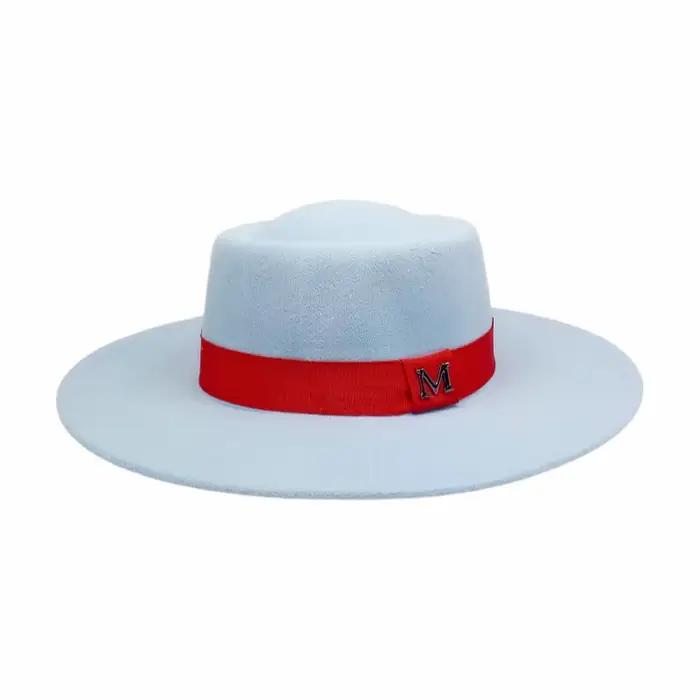 Chapeau Fedora en feutre de laine rouge pour femmes