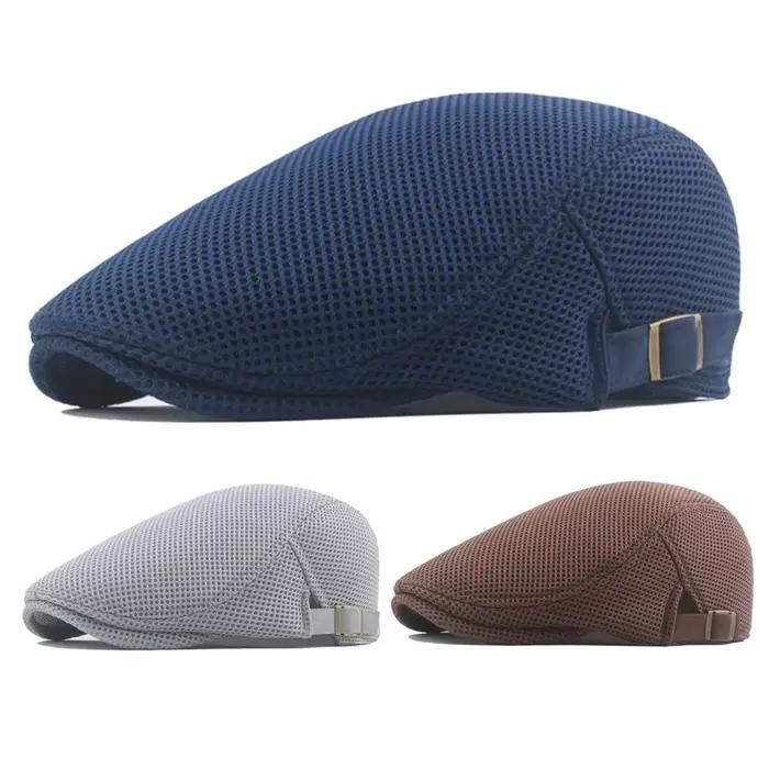Béret rétro européen pour hommes chapeau en maille respirante en Polyester creux lavable pour hommes pour le quotidien sportif camping festival tenues décontractées occasions spéciales