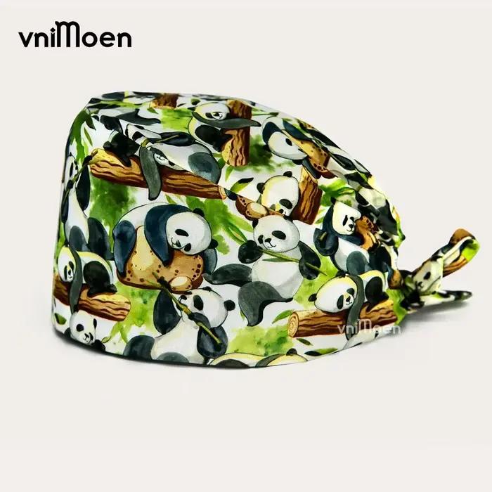 Rose dessin animé chat impression coton animalerie vétérinaire infirmière casquette femmes sueur-absorbant gommage