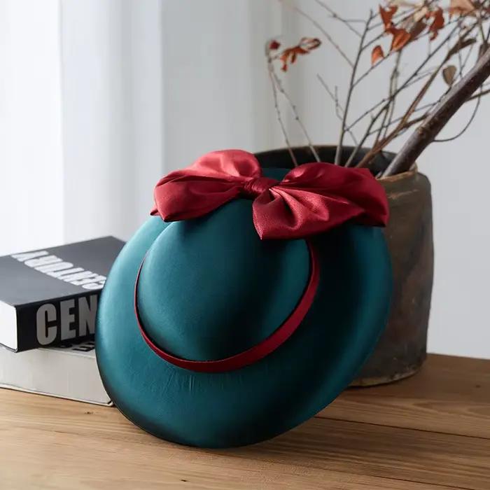 Chapeau seau angleterre pour femmes avec grand nœud