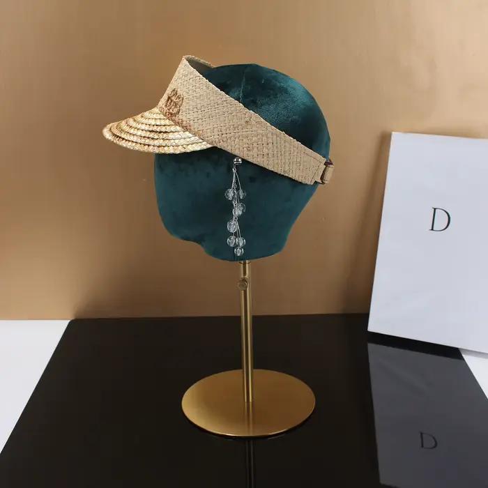 Chapeaux vintage en paille sans bord pour femmes