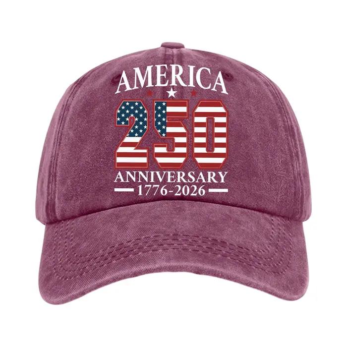 Casquette de baseball vintage America 250 anniversaire 250 design patriotique pour célébrations et événements spéciaux ajustement réglable matériaux polyester non tissé adapté aux sorties extérieures et occasions festives