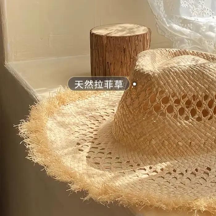 Mode fait à la main naturel raphia chapeau de paille pour hommes femmes casquettes été Panama décontracté Jazz chapeau vacances plage Sombrero Mujer Playa