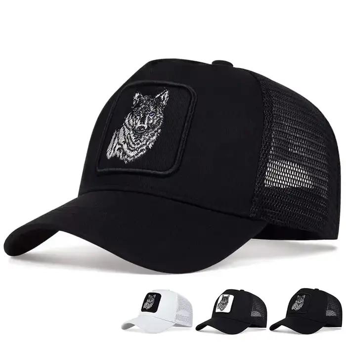 2025 nouveau loup brodé hommes mode casquette décontractée femmes en plein air respirant parasol Net chapeau été