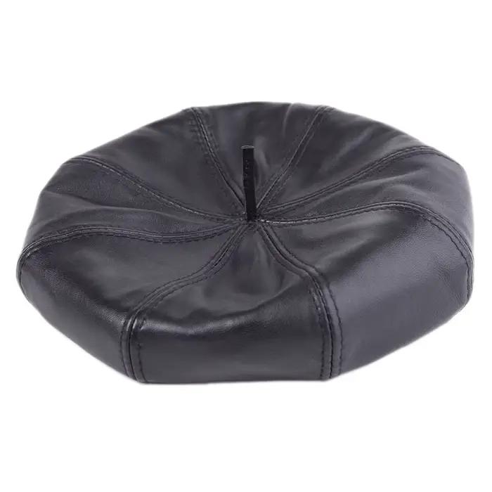 Béret unisexe en cuir de mouton véritable pour femmes et filles
