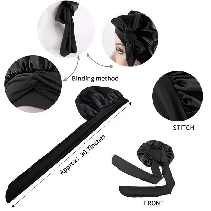 Femmes Satin solide chapeau De couchage nuit Bonnet De sommeil soins capillaires