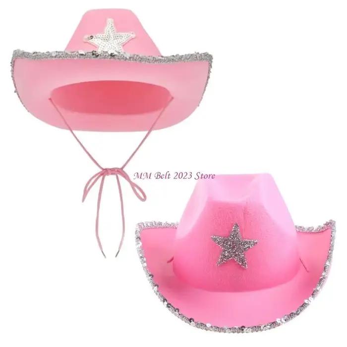 49ME Chapeau cowboy rose pour filles