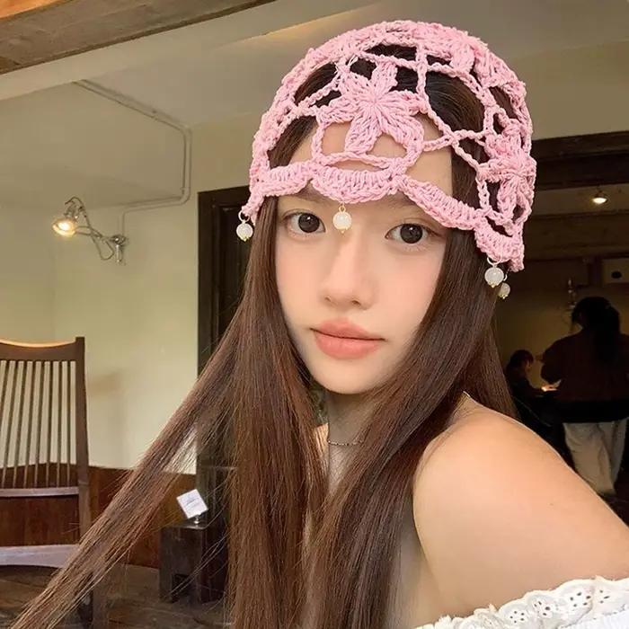 Chapeau tricoté à fleurs style bohème multicolore pour femmes décontractées toutes saisons occassions spéciales fantaisie mode originalité