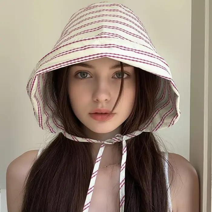 Chapeaux Bob pliables à large bord avec cordon pour femmes