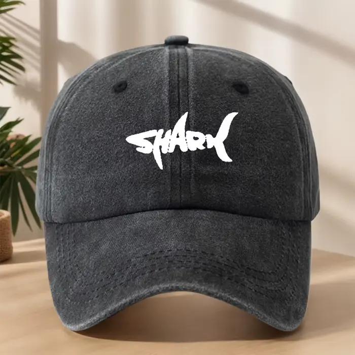 Casquette de baseball à motifs de requin pour hommes avec design rétro lavé adapté au camping en plein air et aux