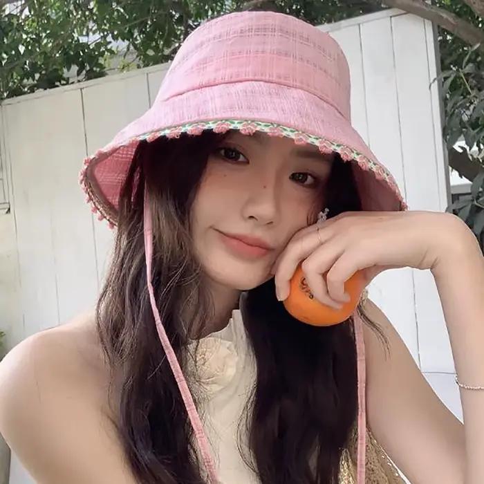 Chapeau Bob en Dentelle à Bord Large pour Femme