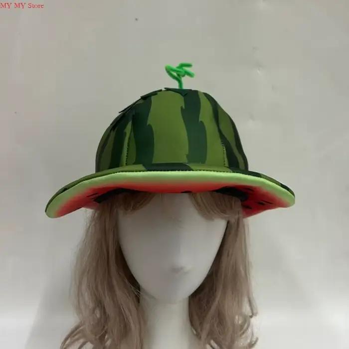 N1HE Chatme pastèque drôle Wide Brims Bucket pour festival usure quotidienne Chatle pêcheur tissu non tissé