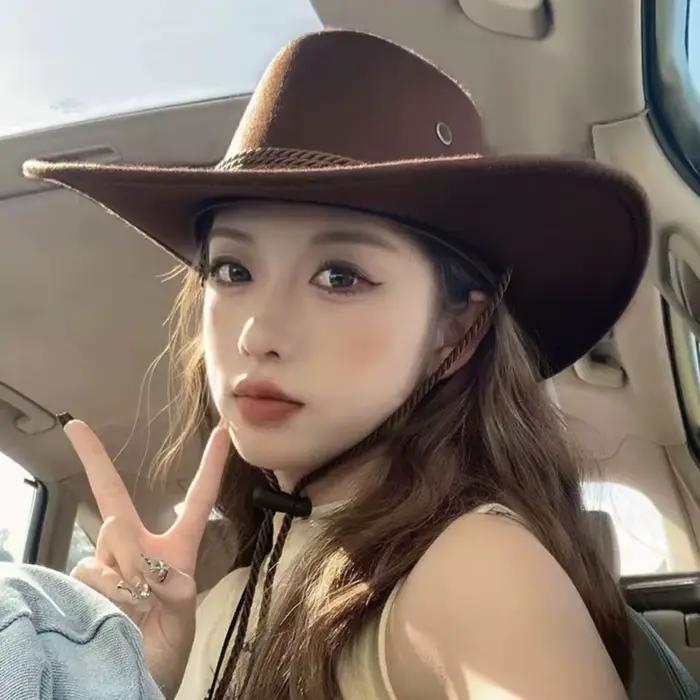 1PC Chapeau de cowboy western en feutre marron
