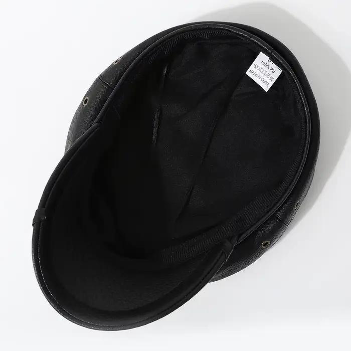 Casquette militaire en PU noir