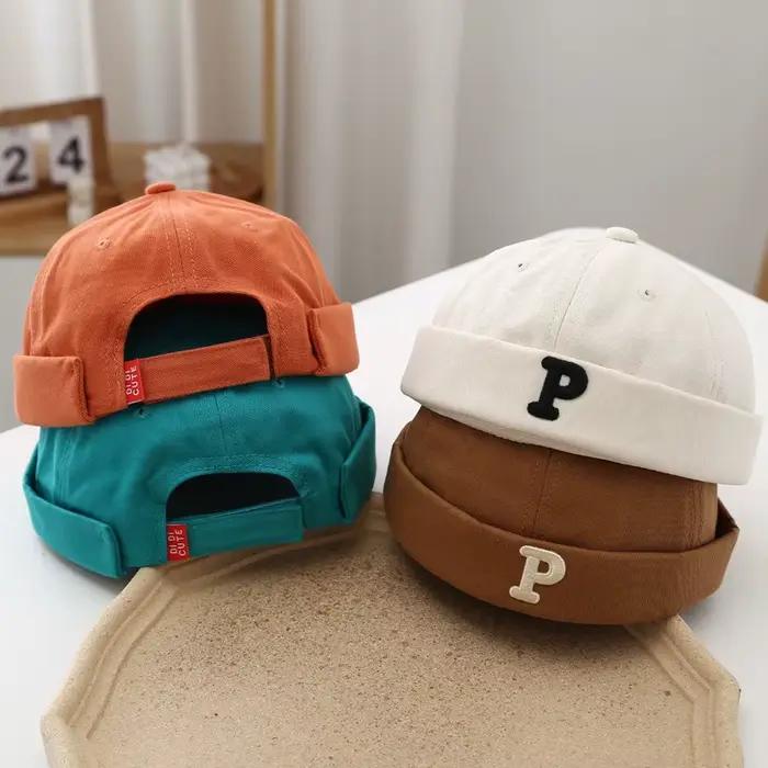 Lettres Vintage brodées bébé chapeau sans bords printemps enfants garçons filles Hip Hop Docker casquette réglable
