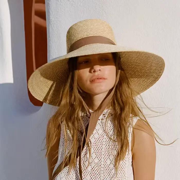 Chapeau de paille à large bord pour femmes