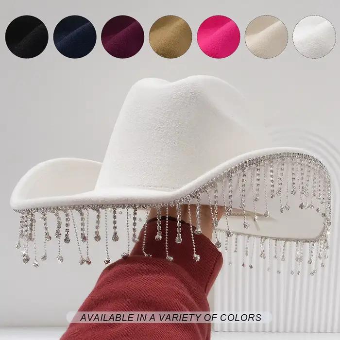 Chapeau de Cowboy occidental en feutre avec pompon
