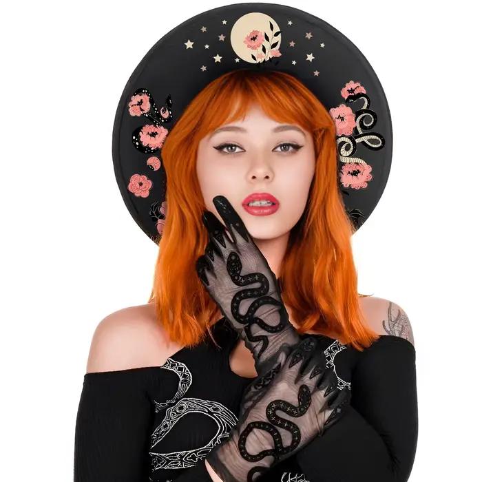 Chapeau en feutre polyvalent classique d'halloween rétro gothique foncé transfrontalier
