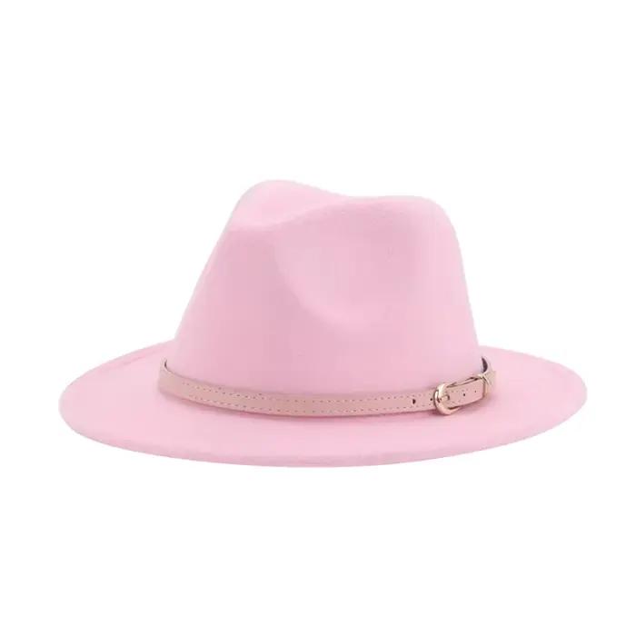 Fedora Classique avec Ceinture Polyvalent pour Femmes Garçons Occasions Formelles et Décontractées Automne Hiver Printemps Été