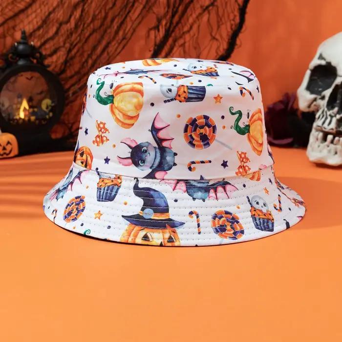 Chapeau de pêcheur réversible à motif rose et crâne imprimé