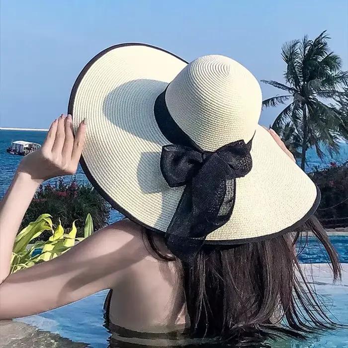 Chapeau de paille à large bord pour femmes