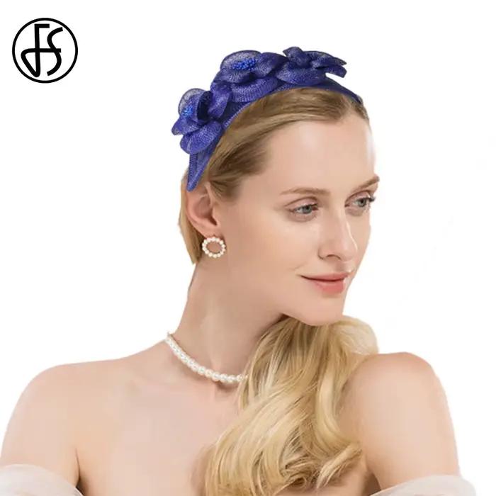 FS Sinamay Élégant Derby Casquette pour Femmes Luxe Fleurs Femme Chapeau Fascinator MARIAGE Cérémonie Cocktail Fête Église Rouge Polyester Style Formel Polyvalent Occasions Spéciales