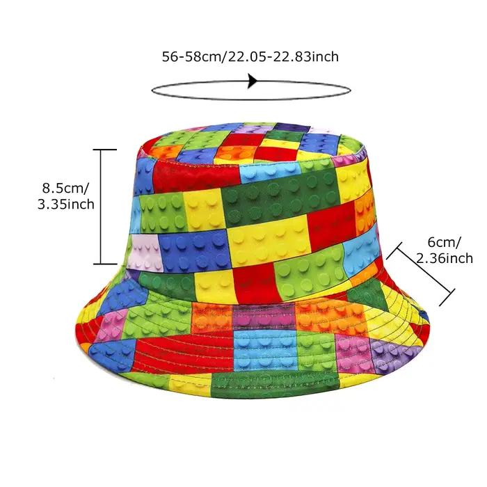 Chapeau de soleil pliable unisexe imprimé blocs de construction colorés chapeau de plage pour voyage en plein air chapeau de protection solaire Hip Hop pour adultes polyvalent tout terrain