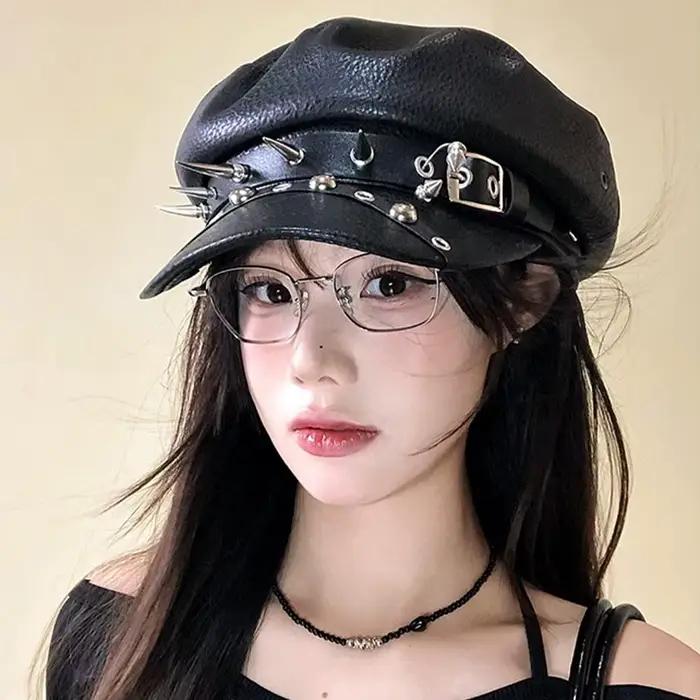 Béret en cuir PU tendance pour femme