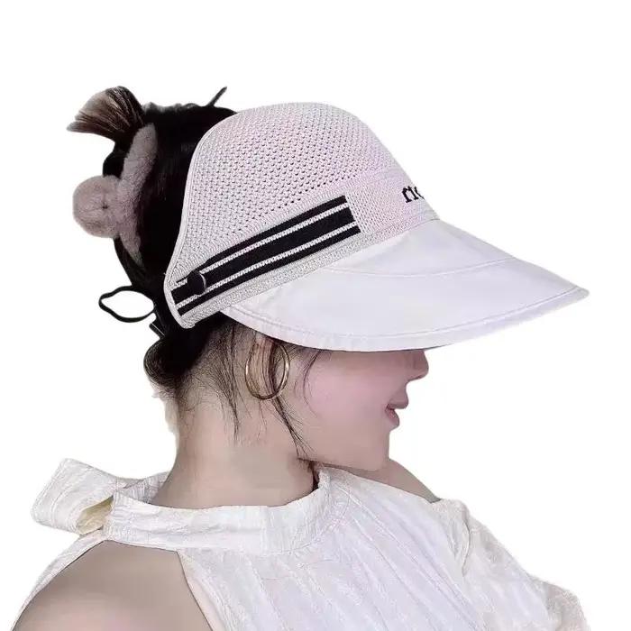 Chapeau de paille demi-ouvert à large bord pour femme