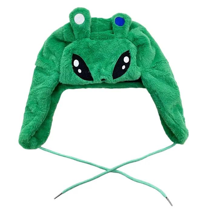 Chapeau Lei Feng chaud et coupe-vent brodé de dessin animé Alien avec Protection des oreilles pour les activités de plein air d'automne et d'hiver