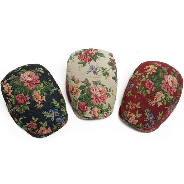 Béret Bohème Femme Imprimé Floral Tendance – Casquette Gavroche Décontractée Vintage Homme Visière Plate Unisexe Printemps Automne