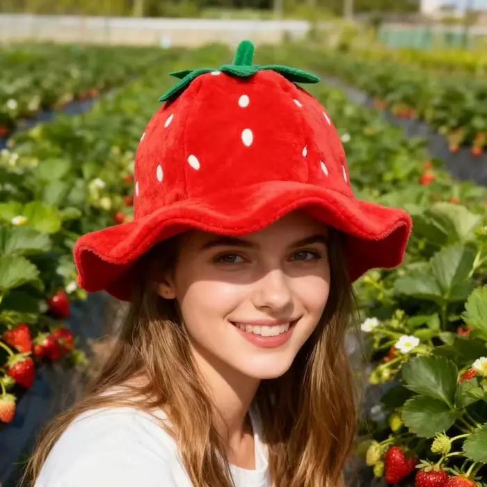 Chapeau au design mignon en forme de fraise