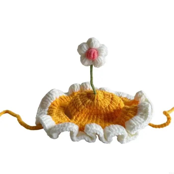 Chats fleurs chapeau chapeau crocheté