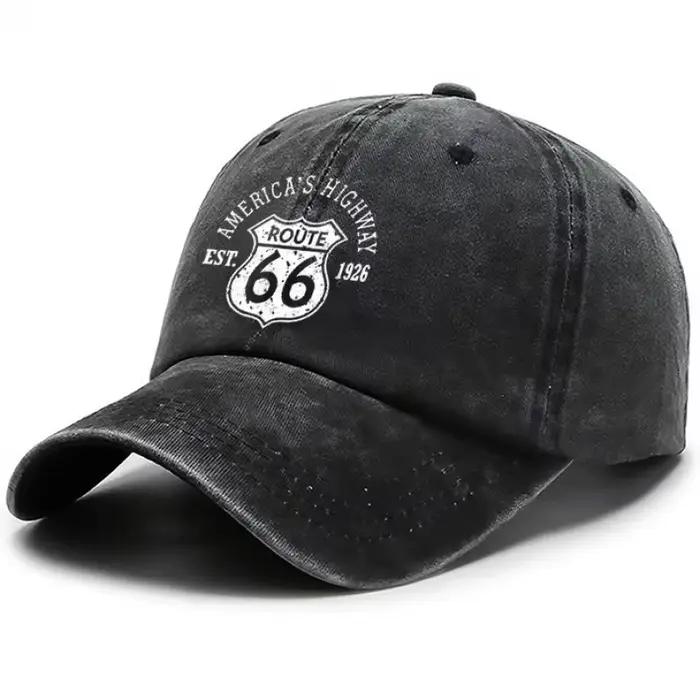Casquette vintage style Route 66 imprimée et délavée
