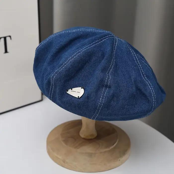 Béret coréen en métal lavé avec logo