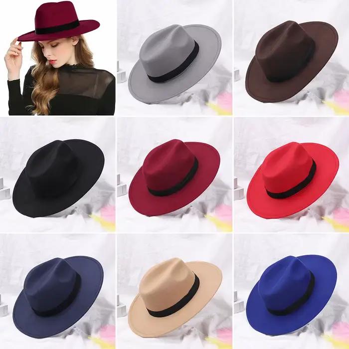 Chapeau Panama en laine à large bord vintage pour femmes et hommes
