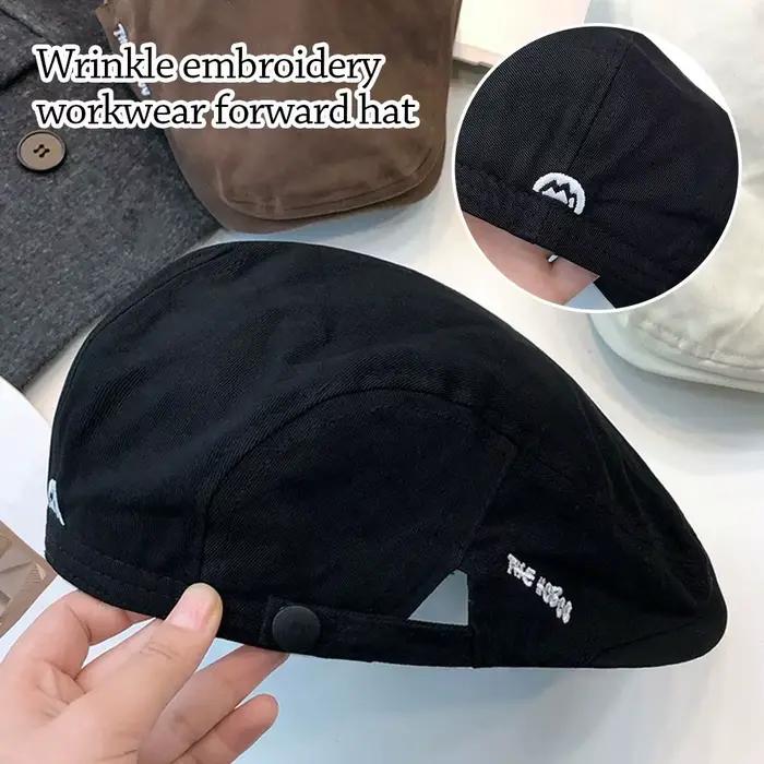 Béret brodé en coton, chapeau de journal