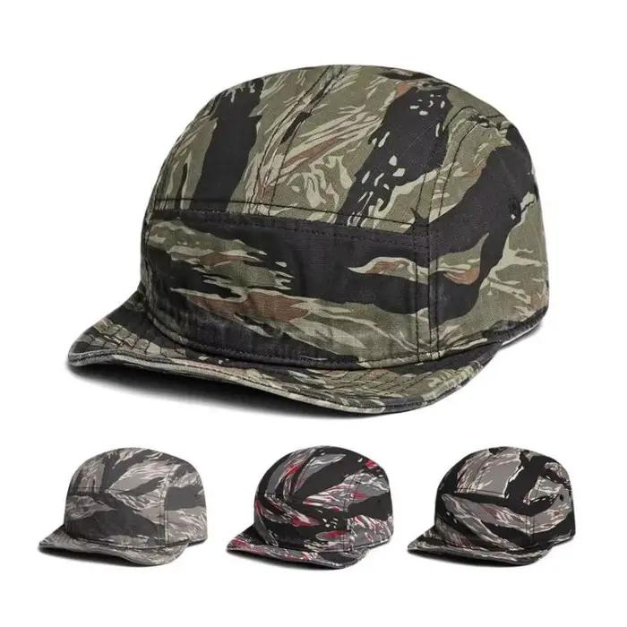 Casquette de baseball vintage 5 panneaux couleur camouflage pour hommes et femmes