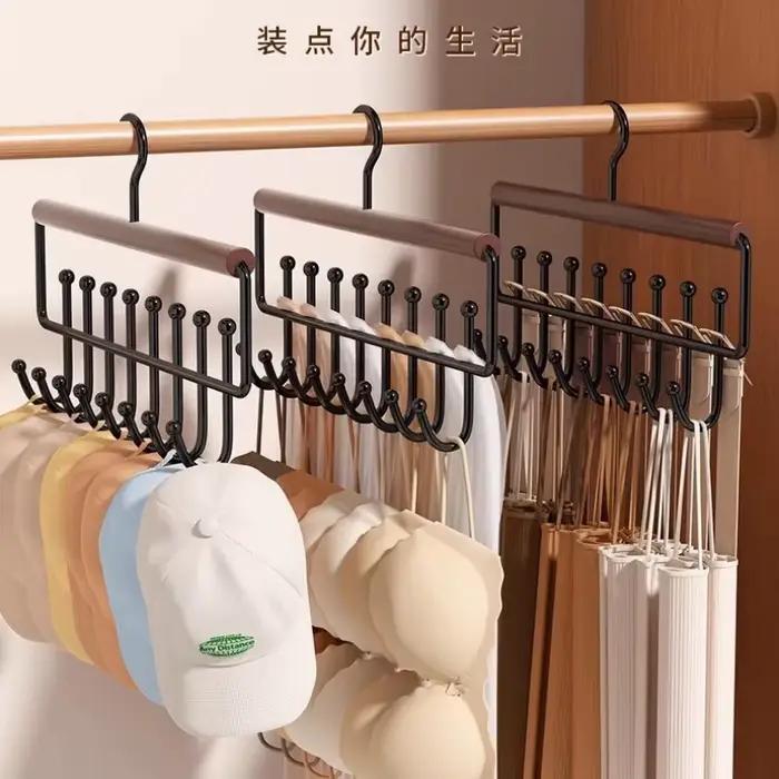 1 pièce Porte-chapeaux polyvalent en bois avec crochets pour casquettes