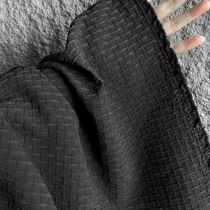 Tissu Jacquard noir à Texture plissée créative