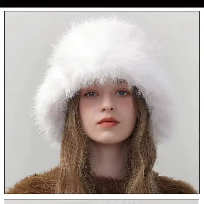 Chapeau Bob en Fausse Fourrure de Renard pour Femme