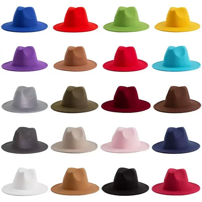 Automne hiver femmes feutre chapeau Fedoras grand bord chapeaux