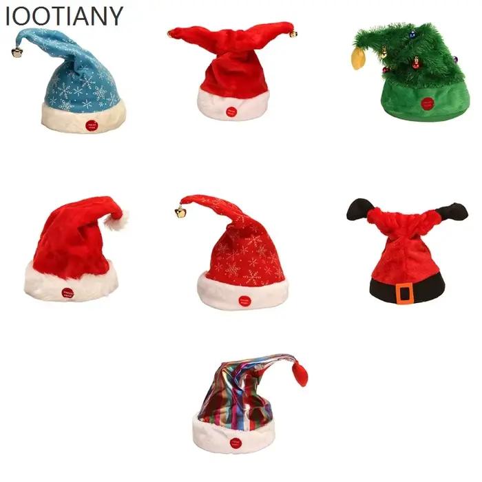 Chapeau de Noël Électrique Chantant et Dansant Balançoire Musique Accessoire Cosplay Pour Fêtes Occasions Spéciales