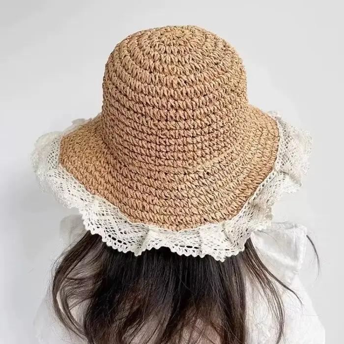 Chapeaux de paille en dentelle pour enfants
