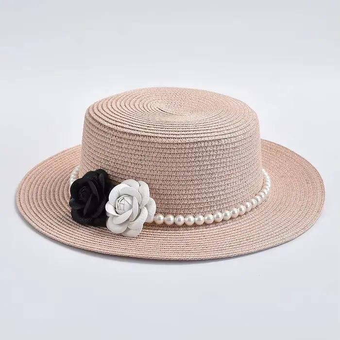 Chapeaux de paille de style français pour femmes élégants chapeaux de soleil de plage protection solaire occassions festives