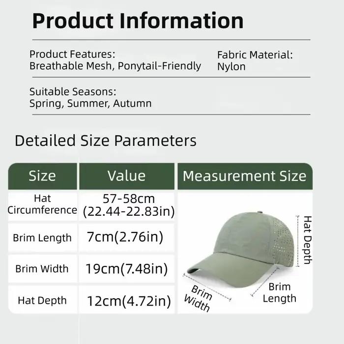 Casquettes de baseball pour femmes à séchage rapide