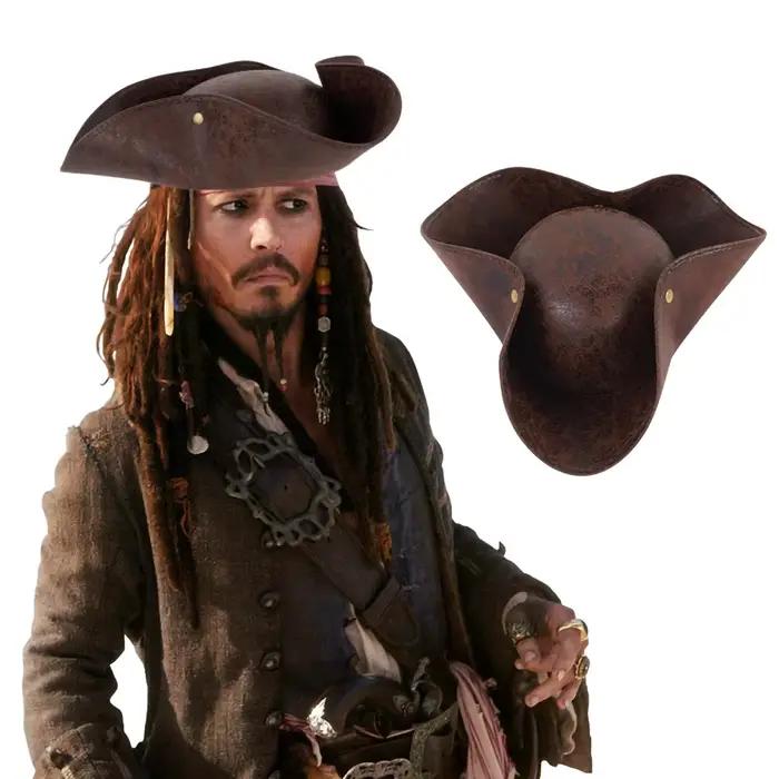 Chapeau de pirate en faux cuir pour hommes et femmes