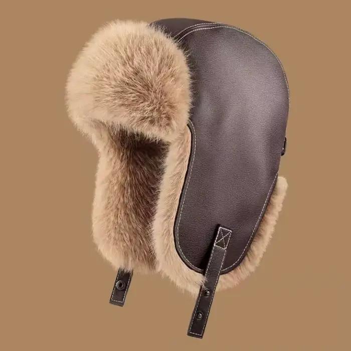 Chapeau de pilote d'hiver en cuir Pu décontracté