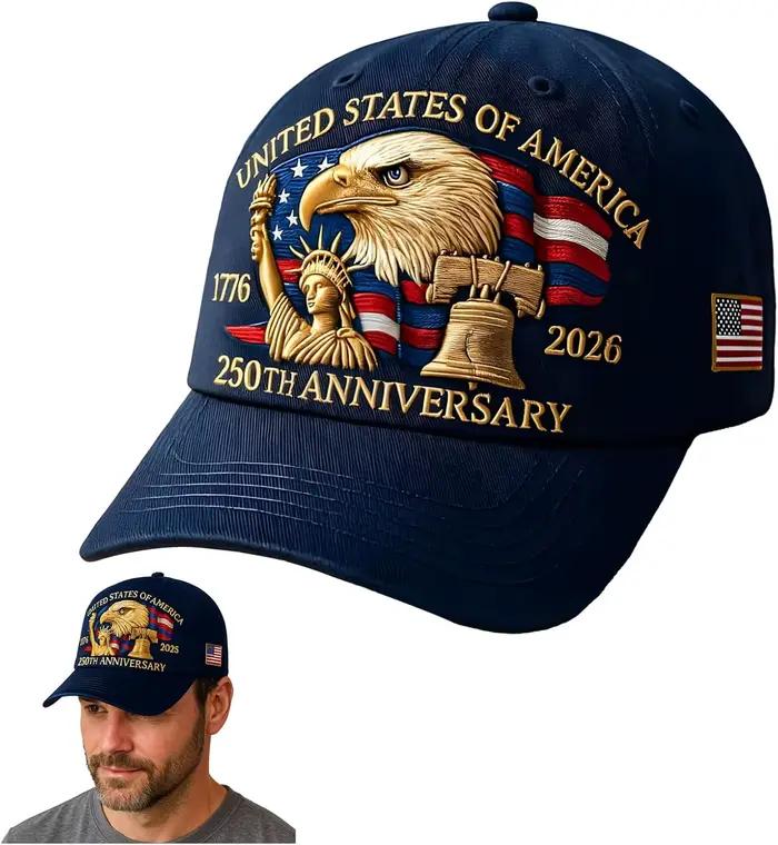 Casquette de baseball du 250e anniversaire des États-Unis - Design Eagle & Liberty