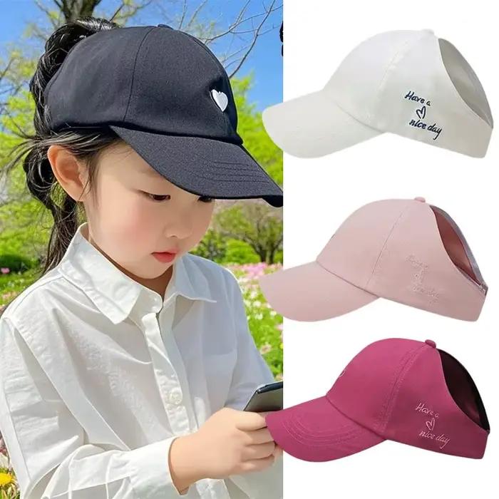Casquette de baseball pour enfants en coton brodé motif cœur